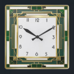 Art Deco Green Vierkante Klok<br><div class="desc">Geweldig klokontwerp. Je zult het leuk vinden als anderen. U kunt dit ontwerp vrij gebruiken voor andere producten die u wilt of om jouw tekst aan te passen en toe te voegen. Volg me voor meer. Met vriendelijke groet. Een leuke dag.</div>