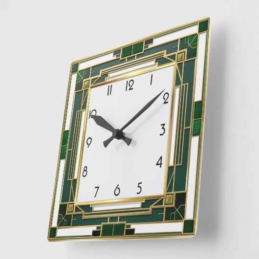 Art Deco Green Vierkante Klok (Hoek)