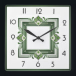 Art Deco Green Vierkante Klok<br><div class="desc">Geweldig klokontwerp. Je zult het leuk vinden als anderen. U kunt dit ontwerp vrij gebruiken voor andere producten die u wilt of om jouw tekst aan te passen en toe te voegen. Volg me voor meer. Met vriendelijke groet. Een leuke dag.</div>