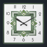 Art Deco Green Vierkante Klok<br><div class="desc">Geweldig klokontwerp. Je zult het leuk vinden als anderen. U kunt dit ontwerp vrij gebruiken voor andere producten die u wilt of om jouw tekst aan te passen en toe te voegen. Volg me voor meer. Met vriendelijke groet. Een leuke dag.</div>