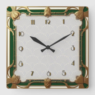 Art Deco Green Vierkante Klok