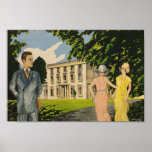 Art Deco Greenway House Poster<br><div class="desc">Dit stijlvolle poster van Agatha Christie inspireerde Art Deco met de hand geschilderd in acryl door Emma Childs geïnspireerd uit de roman "Towards Zero" van Agatha Christie met Neville Strange en zijn huidige en voormalige vrouw bij Greenway House in Devon, die door Agatha Christie werd omschreven als de mooiste plek...</div>