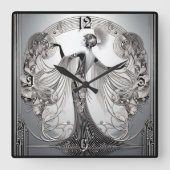 Art Deco Grey Vierkante Klok (Voorkant)