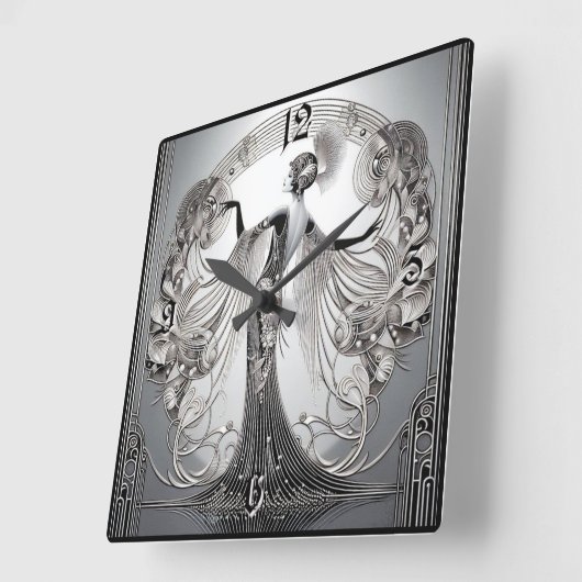 Art Deco Grey Vierkante Klok (Hoek)