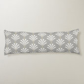 Art Deco Grey & White Palmettos uit de jaren '20 Lichaamskussen (Achterkant)