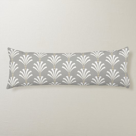 Art Deco Grey & White Palmettos uit de jaren '20 Lichaamskussen (Voorkant)