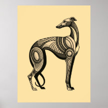 Art Deco Greyhound in Vintage Kleurenpalet