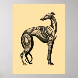 Art Deco Greyhound in Vintage Kleurenpalet Poster