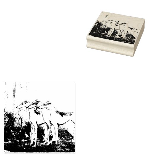 Art Deco Greyhounds Rubberstempel (Gestempeld)