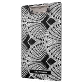 Art Deco Grijs  Retro Pauw Patroon Klembord (Links)