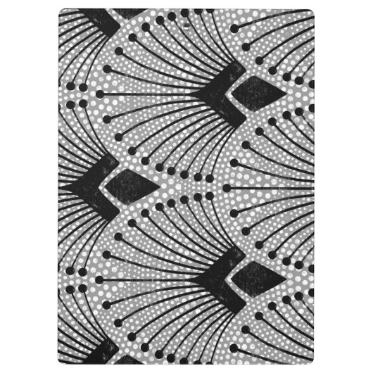 Art Deco Grijs  Retro Pauw Patroon Klembord (Achterkant)