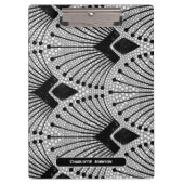 Art Deco Grijs  Retro Pauw Patroon Klembord (Voorkant)