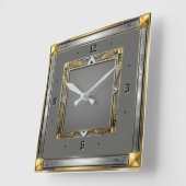 Art Deco Grijs Vierkante Klok (Hoek)