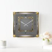 Art Deco Grijs Vierkante Klok (Huis)