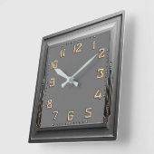 Art Deco Grijs Vierkante Klok (Hoek)