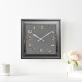 Art Deco Grijs Vierkante Klok (Huis)