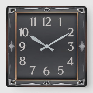Art Deco Grijs Vierkante Klok