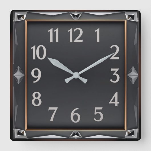 Art Deco Grijs Vierkante Klok (Voorkant)
