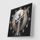 Art Deco Grijs Vierkante Klok (Hoek)