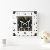 Art Deco Grijs Vierkante Klok (Huis)