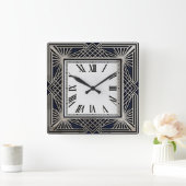 Art Deco Grijs Vierkante Klok (Huis)