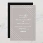 Art Deco Grijs Wit Bruiloft Uitnodiging (Voorkant / Achterkant)