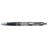 Art Deco Grijs Zwart Wit  Pauw Patroon Pen (Achterkant)