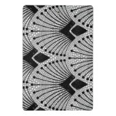 Art Deco Grijs Zwart Wit Retro Pauw Patroon Mini Klembord (Achterkant)