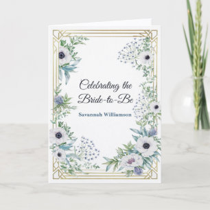 Art Deco Groen Blauw Botanische Bruidsdouche Kaart
