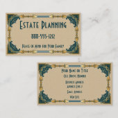 Art Deco Groen en Goud Ingelijste Professional Visitekaartje (Voorkant / Achterkant)