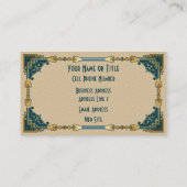 Art Deco Groen en Goud Ingelijste Professional Visitekaartje (Achterkant)