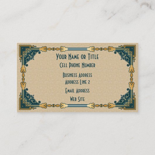 Art Deco Groen en Goud Ingelijste Professional Visitekaartje (Achterkant)
