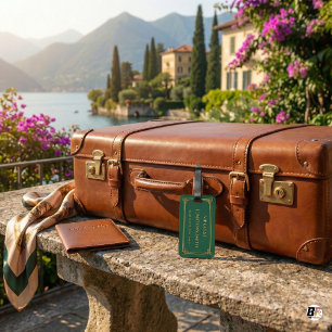 Art Deco Groen & Goud Persoonlijke VIP Lake Como Bagagelabel