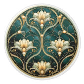 Art Deco groen goud wit Art Nouveau Keramische Knop (Voorkant)