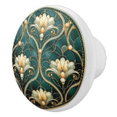 Art Deco groen goud wit Art Nouveau Keramische Knop (Rechts)