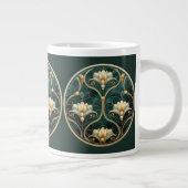 Art Deco Groen Goud Wit  Look Grote Koffiekop (Rechts)