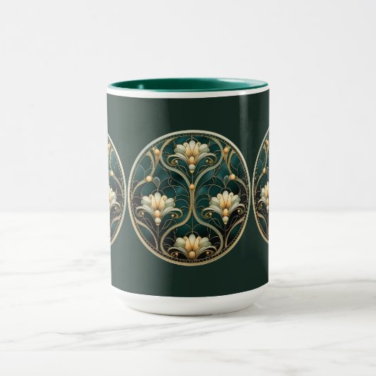 Art Deco Groen Goud Wit  Look Mok (Midden)