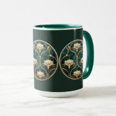 Art Deco Groen Goud Wit  Look Mok (Voorkant rechts)