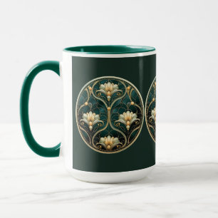 Art Deco groen goud wit vintage uitzicht Mok