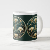 Art Deco groen goud witte vintage uitstraling Grote Koffiekop (Voorkant rechts)