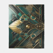 Art Deco Groen Goud Zwart Art Nouveau Fleece Deken (Voorkant)