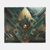 Art Deco Groen Goud Zwart Art Nouveau Fleece Deken (Voorkant (Horizontaal))