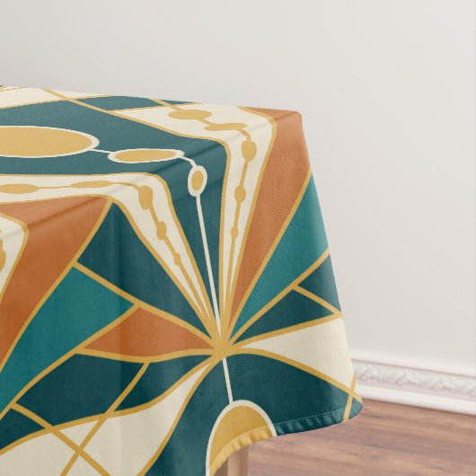 Art Deco (groen, roest en goud) Tafelkleed (Voorbeeld)