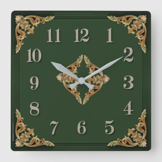 Art Deco Groen Vierkante Klok (Voorkant)
