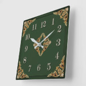 Art Deco Groen Vierkante Klok (Hoek)
