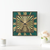 Art Deco Groen Vierkante Klok (Huis)