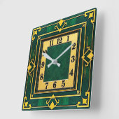 Art Deco Groen Vierkante Klok (Hoek)