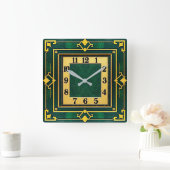 Art Deco Groen Vierkante Klok (Huis)
