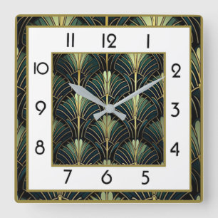Art Deco Groen Vierkante Klok
