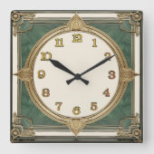 Art Deco Groen Vierkante Klok (Voorkant)